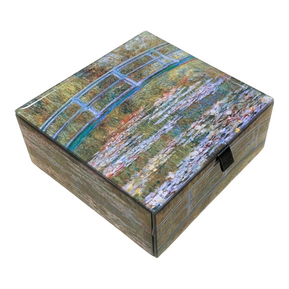 Beveled Glass Keepsake Box - Artist Monet - Bridge Over a Pond of Water Lilies - Picture 3 of 5